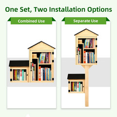 Outdoor Library Book Box – Solid Wood, Waterproof, Adjustable Compartments
