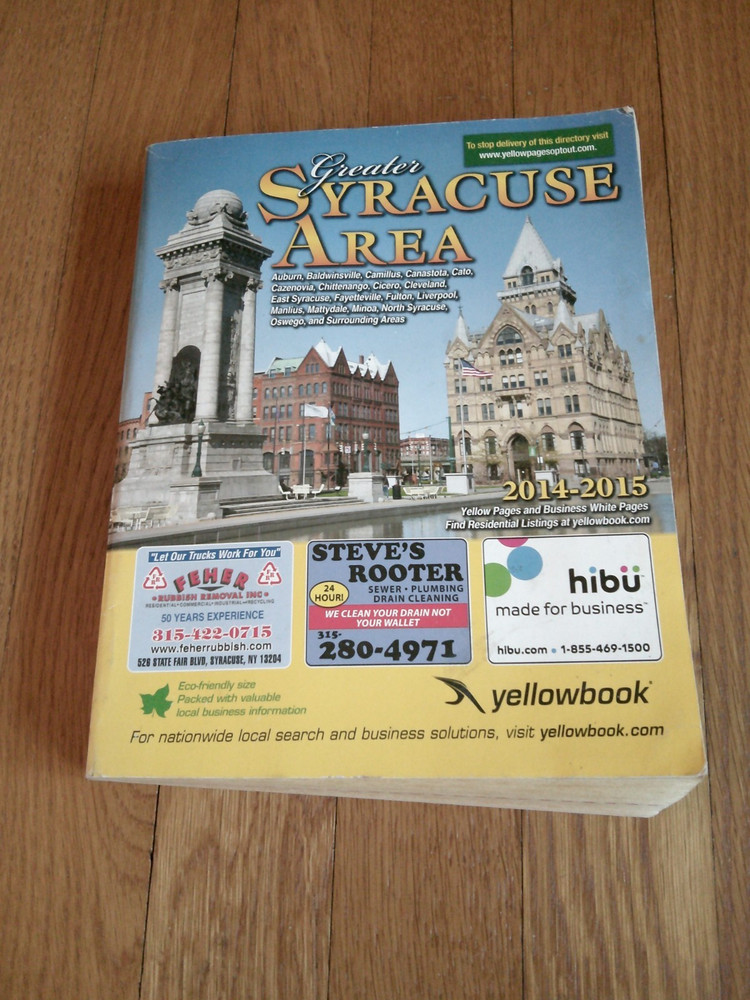 Greater Syracuse NY Phone Book 2014-15 Business ONLY 315 Area Code BIG Free Ship
