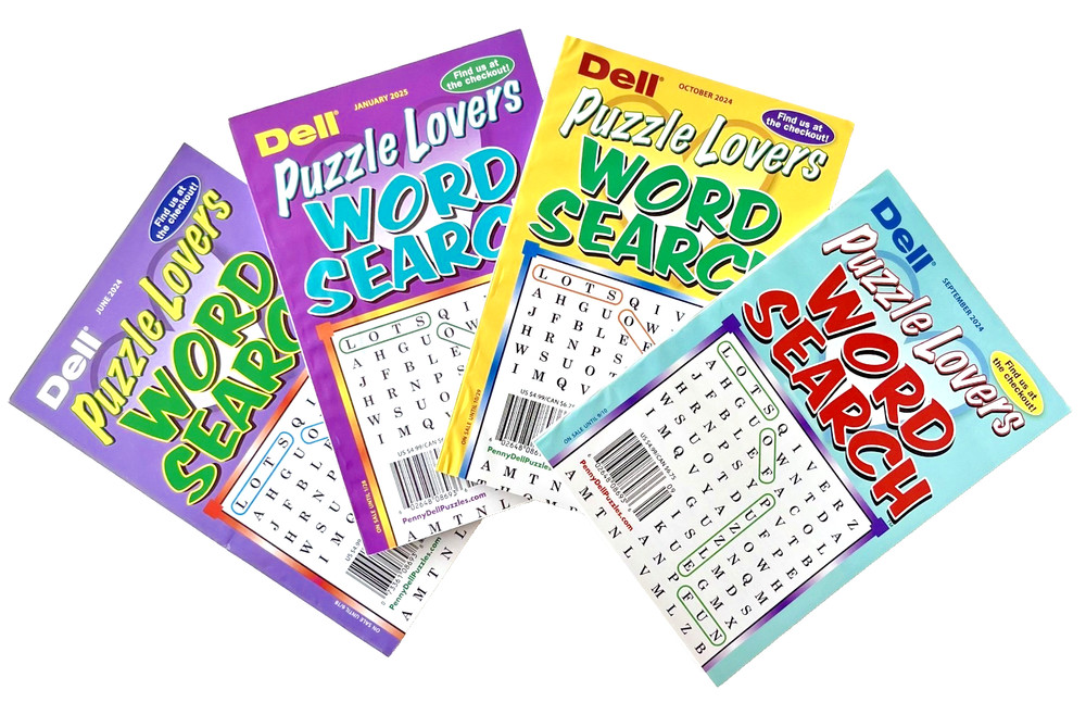 NEW Lot 4 Penny Press Dell Word Seek Search PUZZLE LOVERS Puzzle Books