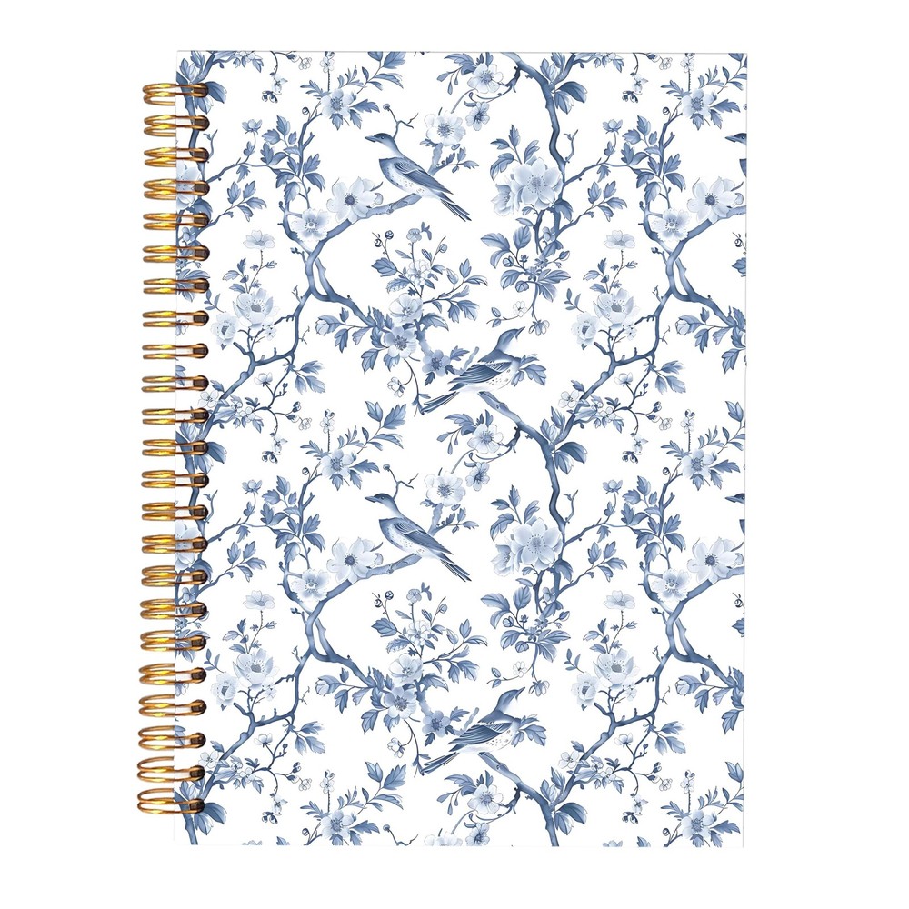 Spiral Notebook Chinoiserie Floral Pattern Hardcover Journal 5.5×8.3in