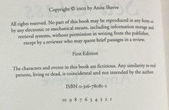 Sea Glass Anita Shreve 2002 Hardcover First Edition with DJ