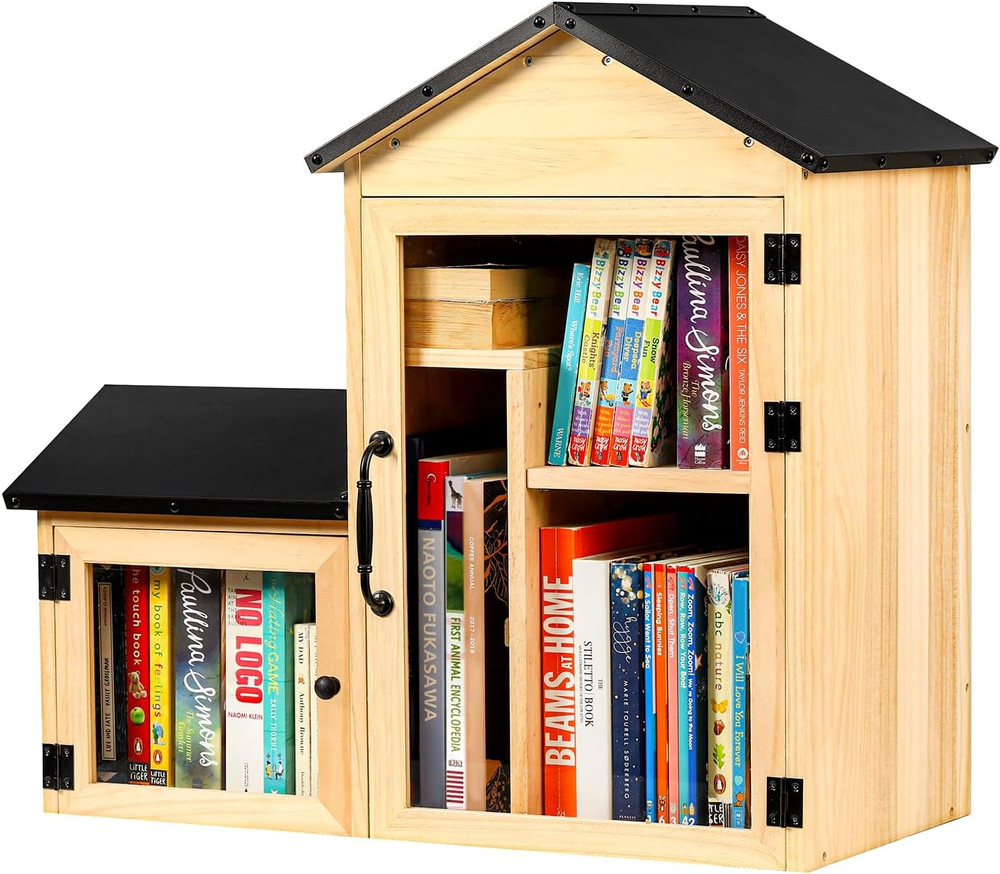 Outdoor Library Book Box – Solid Wood, Waterproof, Adjustable Compartments