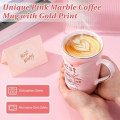 Sophisticated 14oz Pink Marble Ceramic Mug – Microwave & Dishwasher Safe Gift