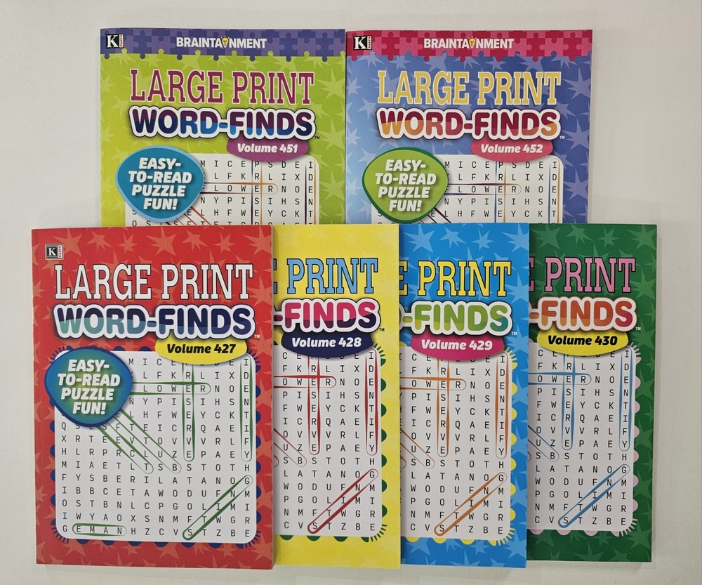 6 New Large Print Word-Finds Puzzle Books Kappa Games Vol #427-452~ Search,Hunt