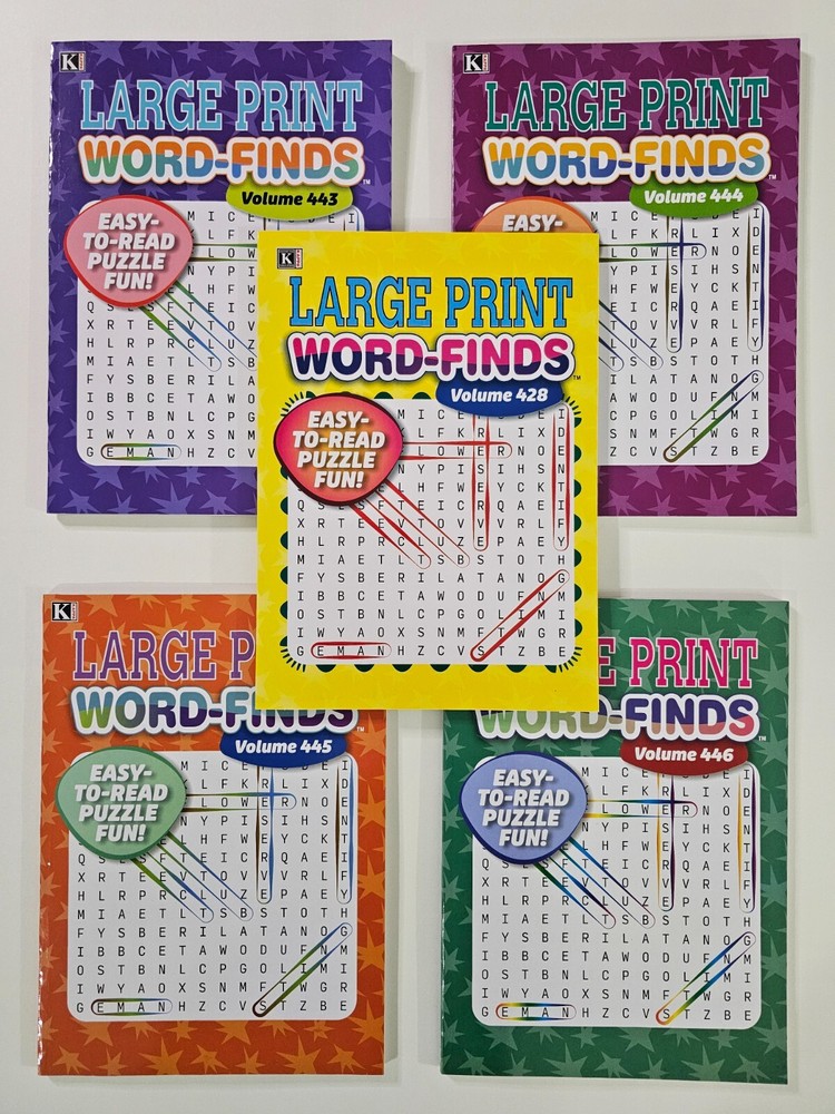 5 Large Print Word-Finds Puzzle Books Kappa Games Vol #428-446 ~ Search,Hunt NEW