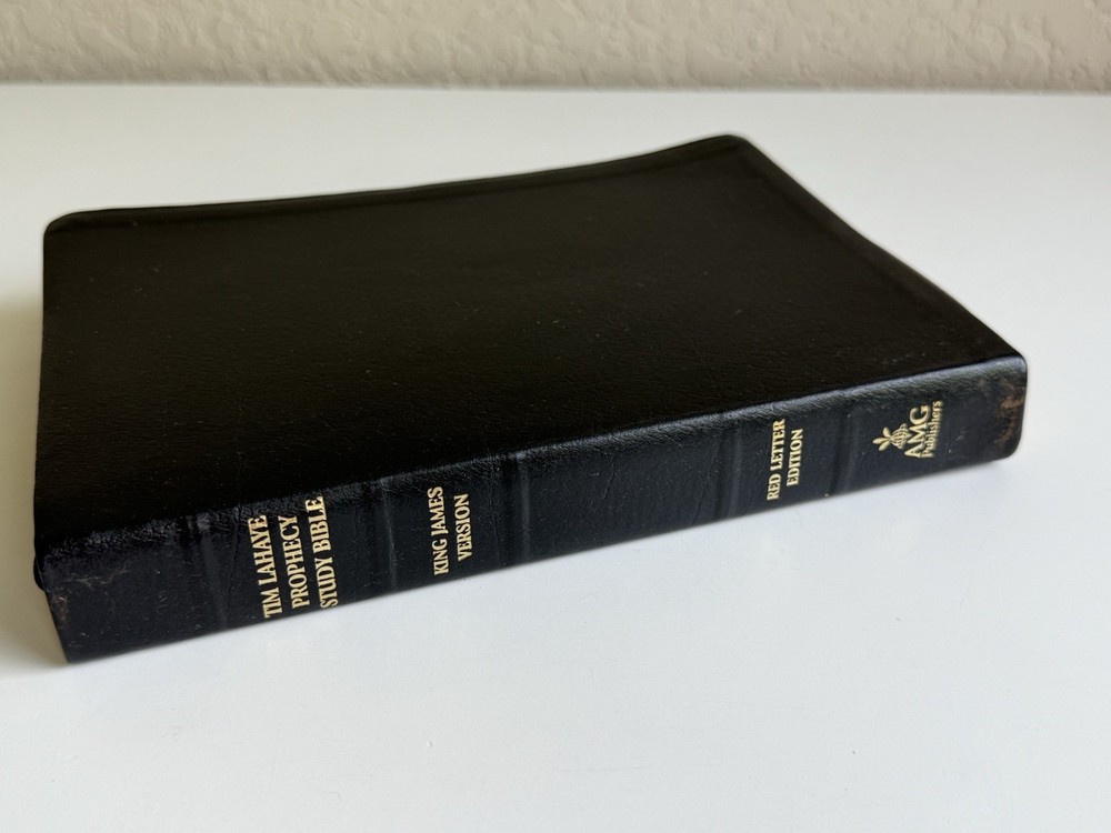 Tim Lahaye Prophecy Study Bible KJ Genuine Black Leather Red Letter Edition