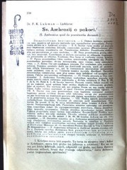 Sv. Ambrozij o pokori; Sonderdruck aus: keine Angabe. Lukman, F. K.: