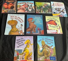 9 MARK TEAGUE DINOSAUR children BOOK LOT Set Jane Yolen Eat School Love Pigsty