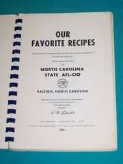 1968 NORTH CAROLINA STATE AFL-CIO COOKBOOK Raleigh NC North Carolina