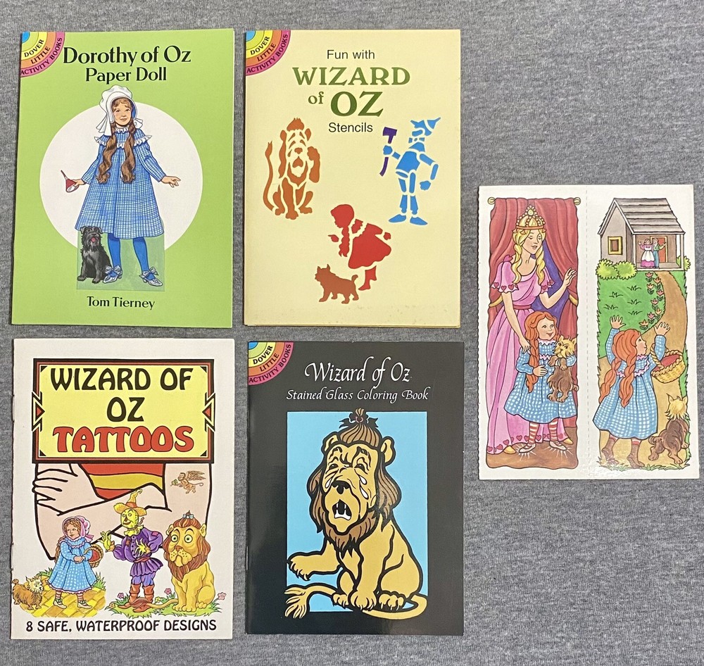 *4* Vtg Dover Books- Wizard Of Oz Paper Doll, Stained Glass, Tattoos, Stencils +