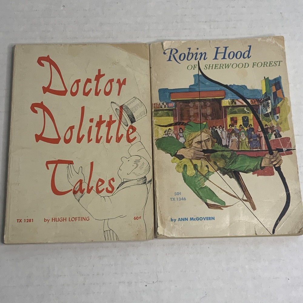 Lot of 2 Vintage 1960s Scholastic Book Services Paperbacks Dolittle/ Robin Hood