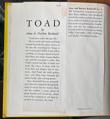 Toad by Anne Rockwell illustrated by Harlow Rockwell – Hardcover First Edition