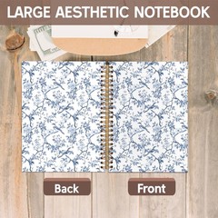 Spiral Notebook Chinoiserie Floral Pattern Hardcover Journal 5.5×8.3in