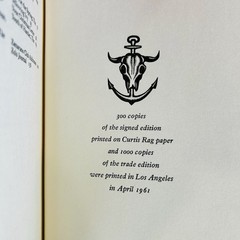 THE WARD RITCHIE PRESS 1961 INSCRIBED Limited Edition