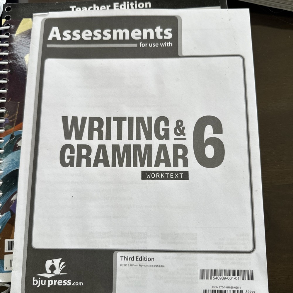 BJU Press – Writing & Grammar 6 Student Assessments (3rd edition) 540989