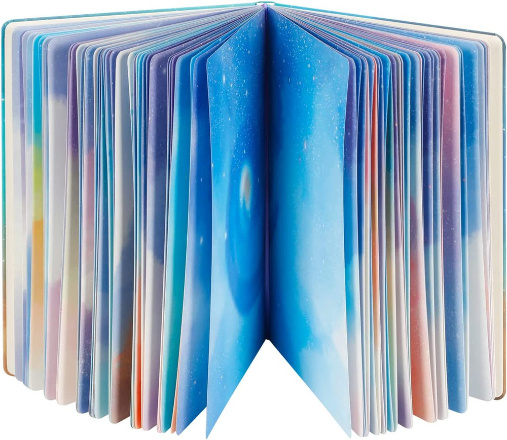 ​B5 Notebook with Colored Space Art Pages, 160 Blank Pages for Writing, Unique D