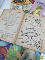 Vintage Lot of 5 DINOSAUR Coloring Books Most Unused But One Has Marks