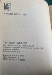 The Brain Machine George O. Smith PB 1st Lancer (1968)