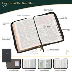 KJV Large Print Thinline Bible Black Zipper Indexed BRAND NEW in Shrink Wrap!!!