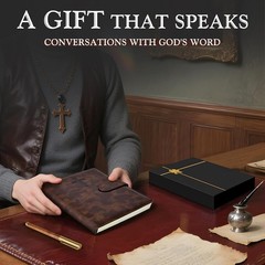 Leather Christian Bible Journal for Men, Prayer Journal for Scripture Study & Da