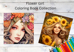 Adult Coloring Pages Bundle Flower Girls bundle 280 Printable Pages