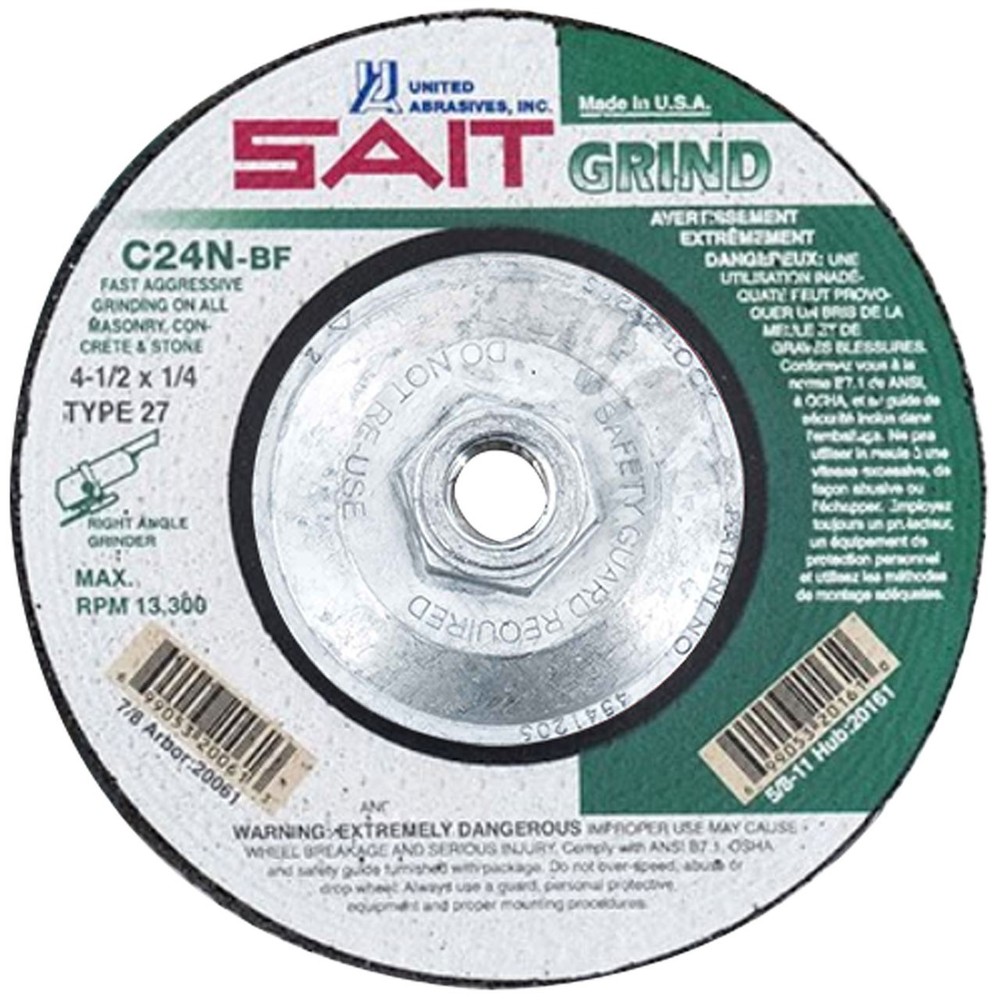 United Abrasives 20161 4-1/2×5/8-11 C24N Concrete Fast Grinding Wheel 10 pack