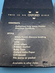 Oxford Compact White French Morocco Leather 01152x KJV Bible w box No Marks