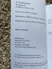 PLACEHOLDERS John R. Little 275 copy SIGNED/NUMBERED Necessary Evil Press chap