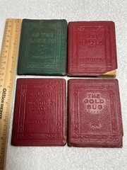 4 LITTLE LEATHER LIBRARY BOOKS 1920s Miniature 3 Red 1 Green LOT Literature Poem