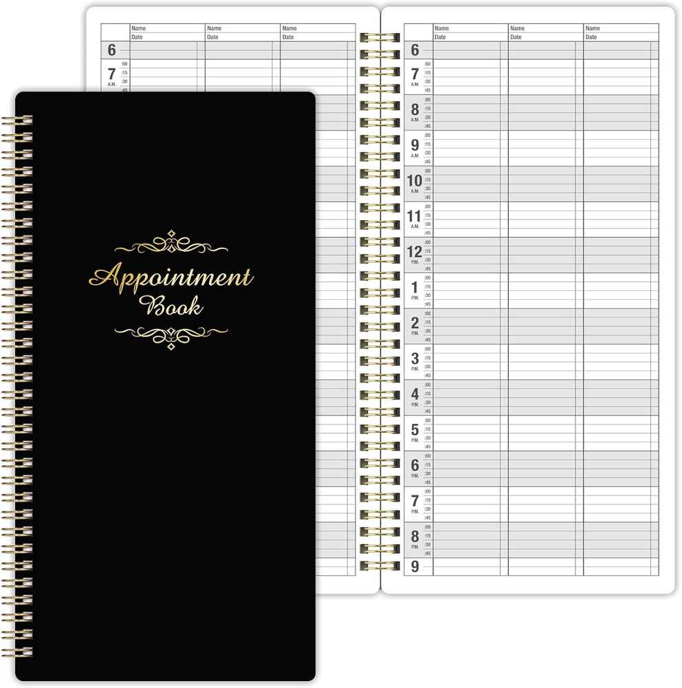 Salon Appointment Book – 15 Min Increments, 3 Cols, 200 Pages, 6.1” X 11.54”,
