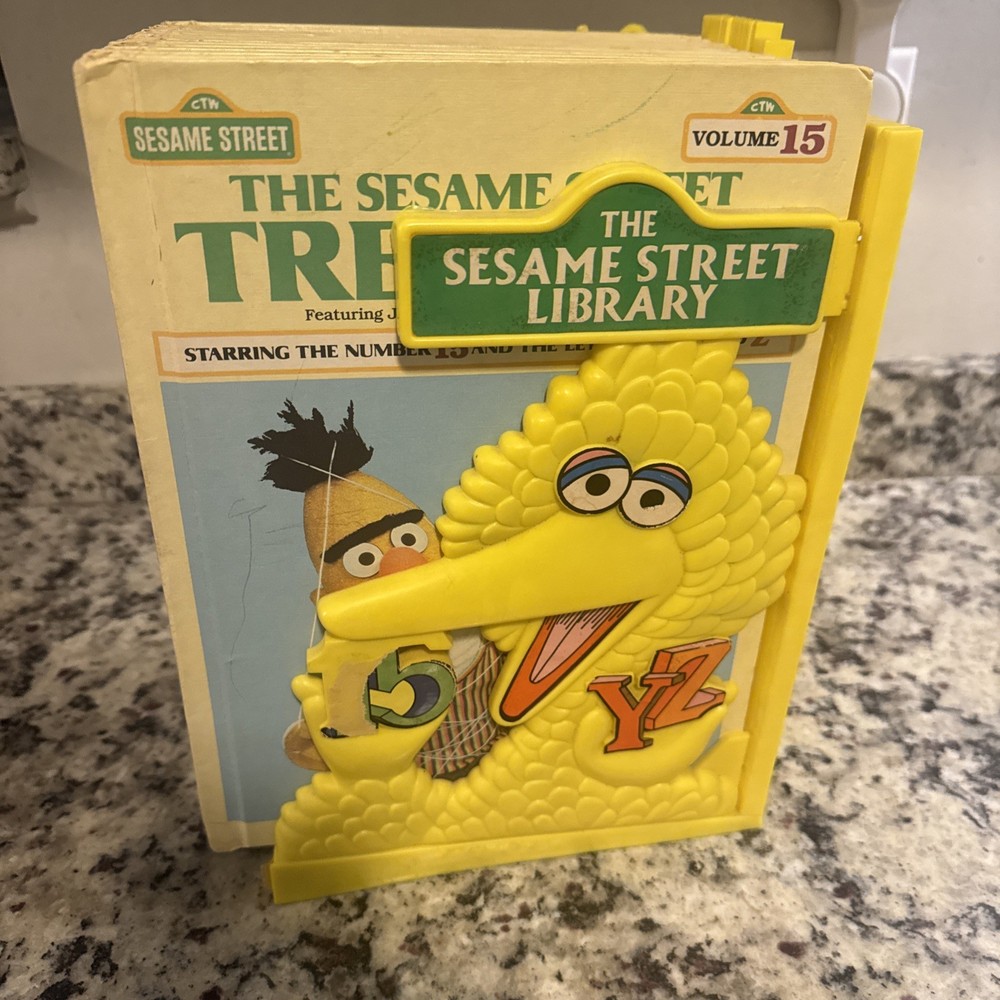 Complete Sesame Street Treasury Set 1-15 w/ Big Bird Holder 1983 CTW Books