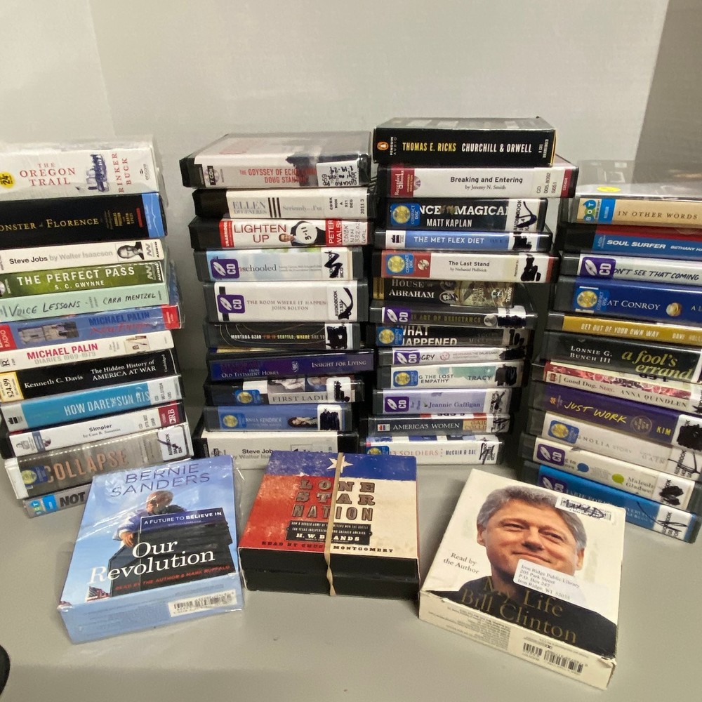 Lot of 45 + Audiobooks on CD, Ex Library, Fiction, Mixed Authors