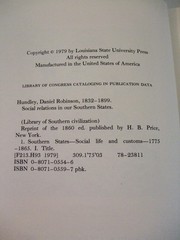 Social Relations in Our Southern States by Daniel Hundley, 1979