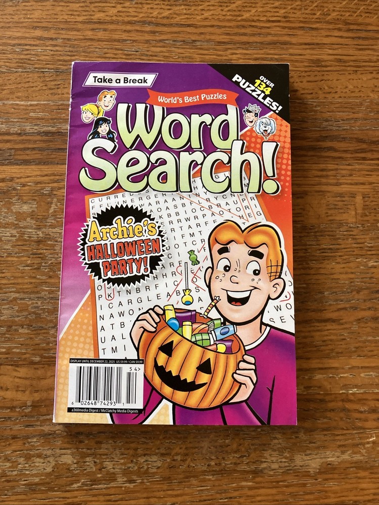 Take a Break Archie’s Halloween Party! Word Search ~Over 134 Puzzles ~ Dec.2025
