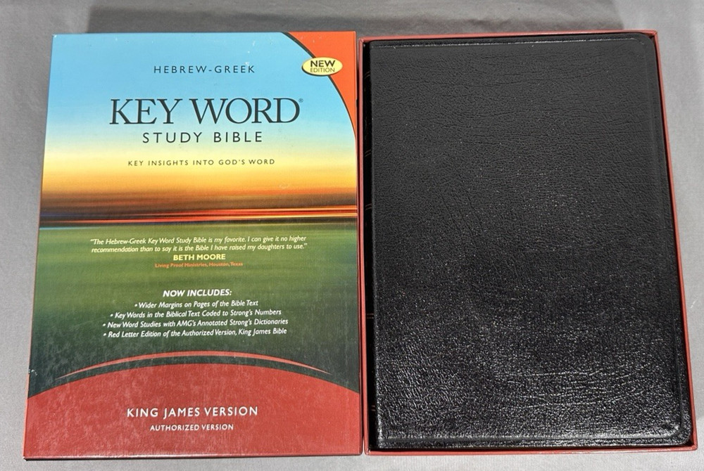 Hebrew Greek Key Word Study Bible KJV Genuine Leather Black AMG Publishers Box