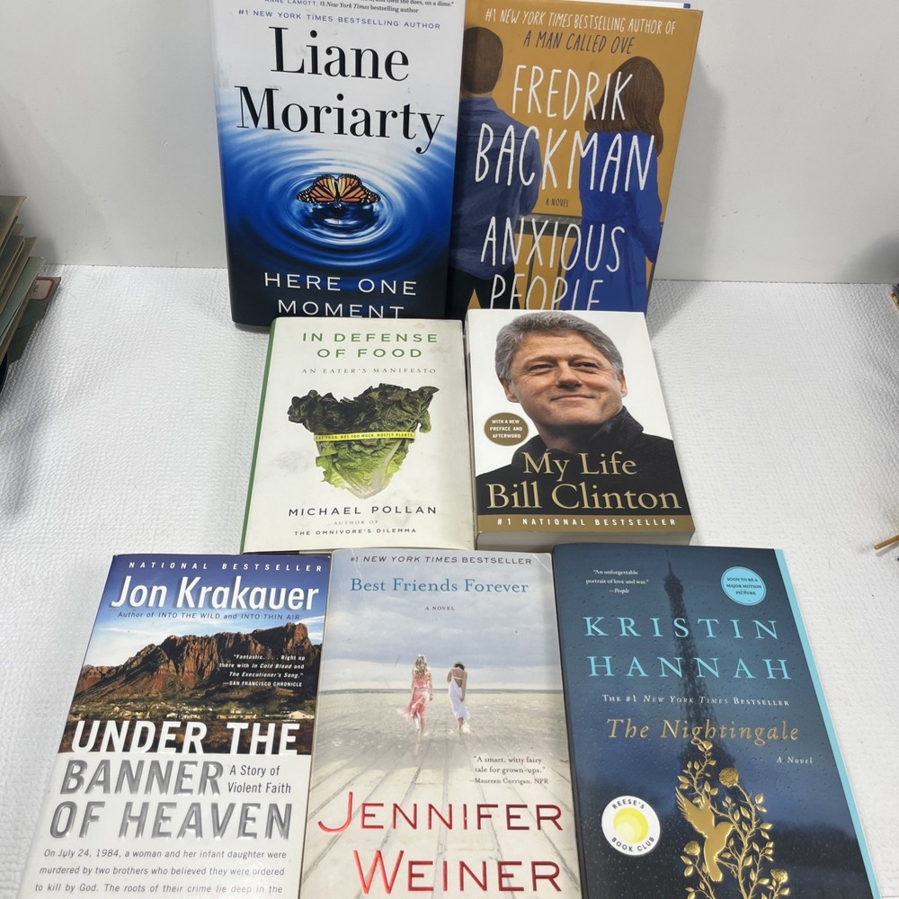 Lot of 7 New York Times NYT Bestsellers Books, Fiction Non-Fiction Mixed Genres