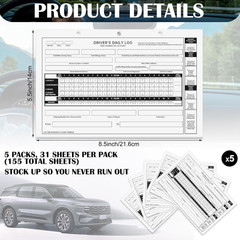 5 Pack Loose Leaf Format Driver Daily Log Book 8.5″ x 5.5″ Log Books with Det…
