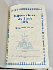 Hebrew Greek Key Study Bible KJV Zodhiates Red Letter 1986 AMG Publishers