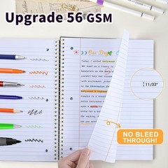 Spiral Notebook Wide Ruled 8″ x 10 1/2″, 1 Subject Spiral Notebook, 3-Hole Pu…