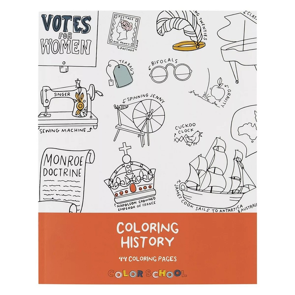 Color School Coloring History Coloring Book 44 Pages for Kids to Color NEW