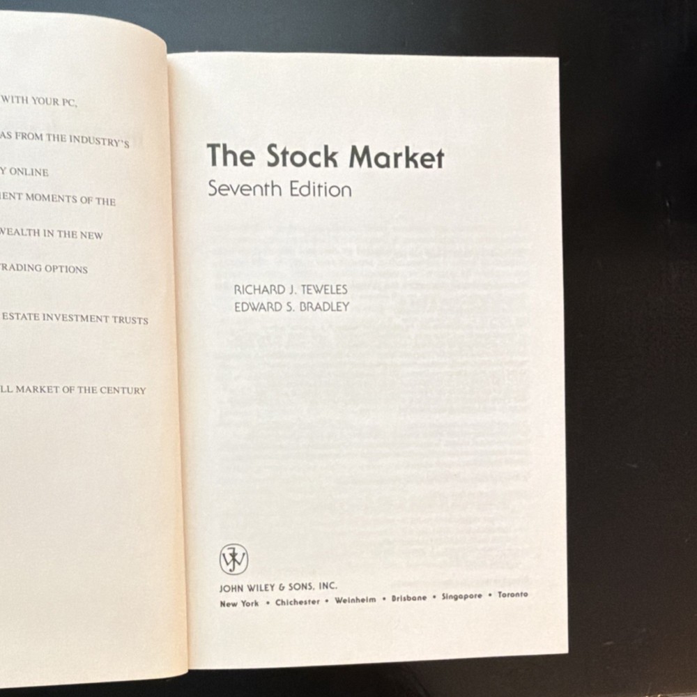 John Wiley & Sons The Stock Market Seventh Edition by Teweles & Bradley, Hardco…