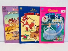 Vintage Disney Sticker Fun Books- Cinderella Fox and the Hound Bambi Set BIN 61