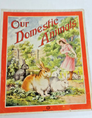 1930s Our Domestic Animals by Saalfield Pub. Children/Rabbit/Goat/Chicken/Cat