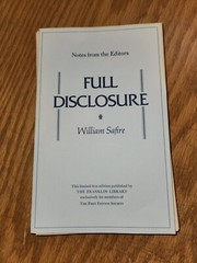 Full Disclosure: William Safire. Franklin Library. First Edition. Leather. 1977