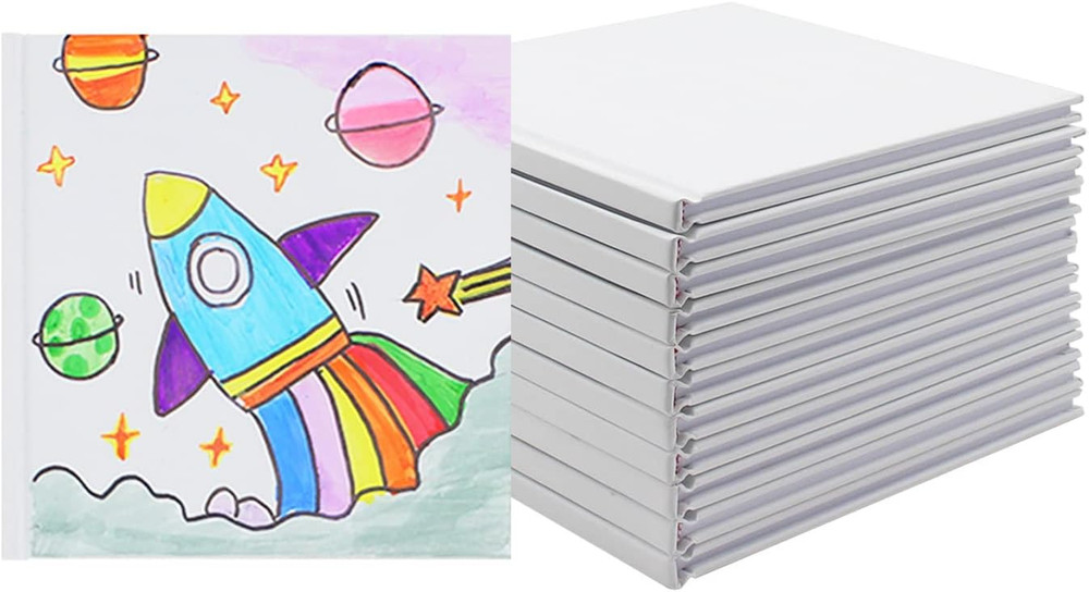 12 Pack White Hardcover Blank 5X5 Inch, Hardcover Blank for Students to Write