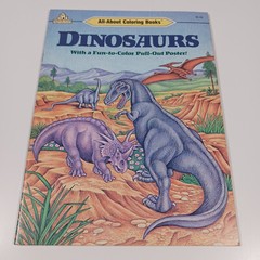 Vintage 1988 All About Dinosaurs Coloring Book w/ Pull Out Poster, Random House