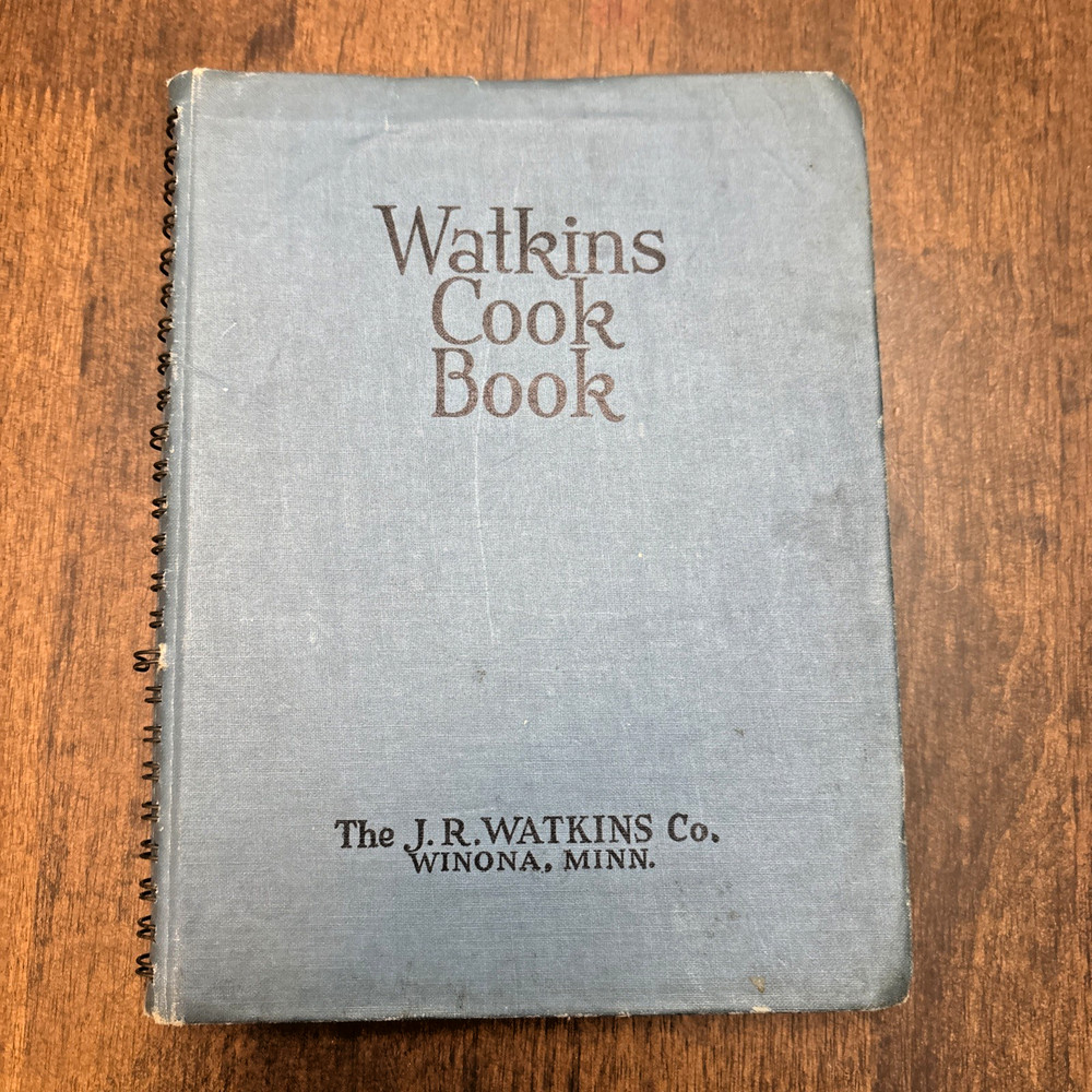 Cookbook 1938 J.R. Watkins Blue Wire Bound Interesting Recipes Vtg 288 Pages