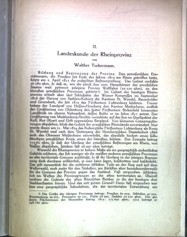 Landeskunde der Rheinprovinz; Sonderdruck aus: keine Angabe; Tuckermann, Walther
