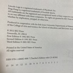 BJU United States History Teacher Edition Textbook High school Book 1 And 2