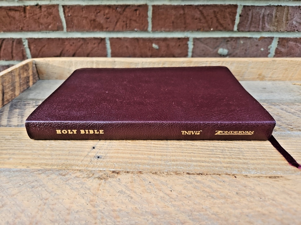 VG! TNIV Large Print Thinline Bible Deep Burgundy Bonded Leather OOP